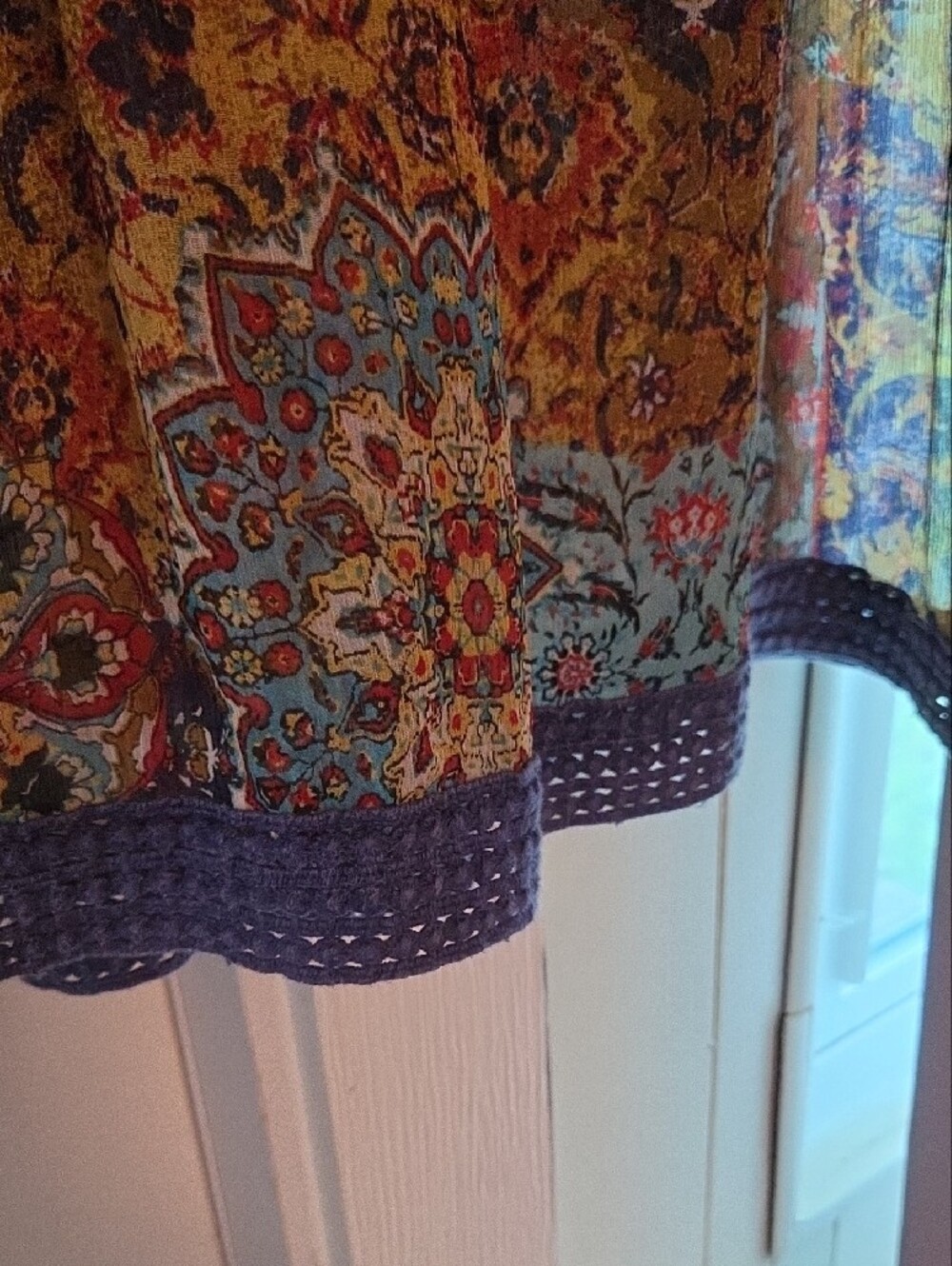Boho Patchwork Scoop-Neck Tunic Top in Multicolor - Picture 5 of 7